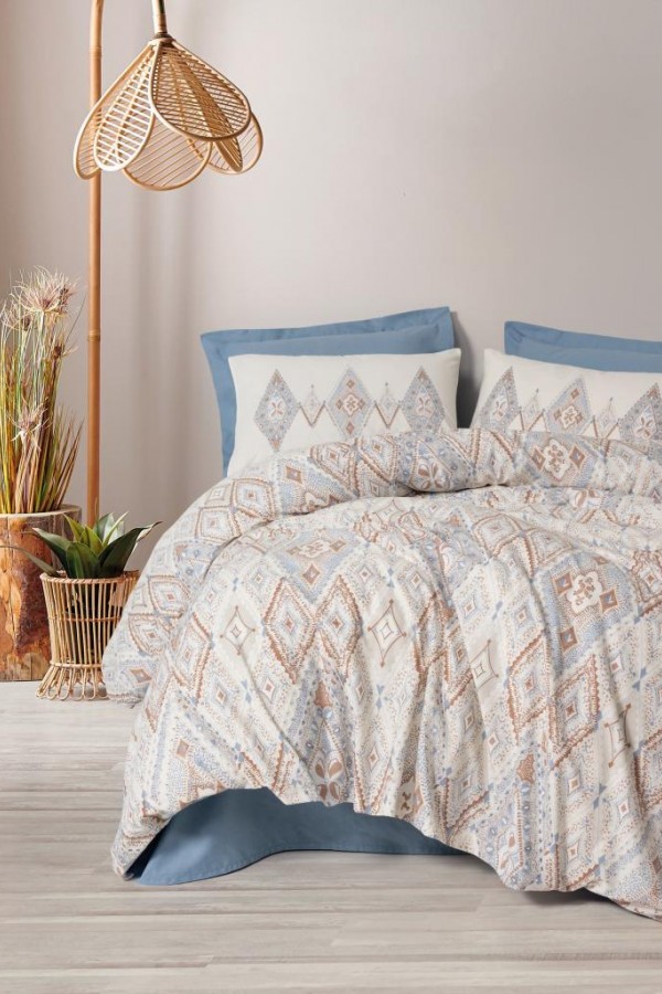 Cotton Box Tek Kişilik Bohem Nevresim Takımı Zanora İndigo Cotton Box Tek Kişilik Bohem Nevresim Takımı Zanora İndigo