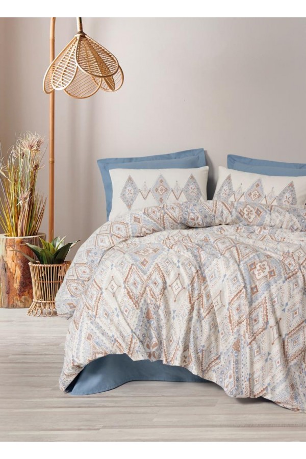 Cotton Box Tek Kişilik Bohem Nevresim Takımı Zanora İndigo Cotton Box Tek Kişilik Bohem Nevresim Takımı Zanora İndigo
