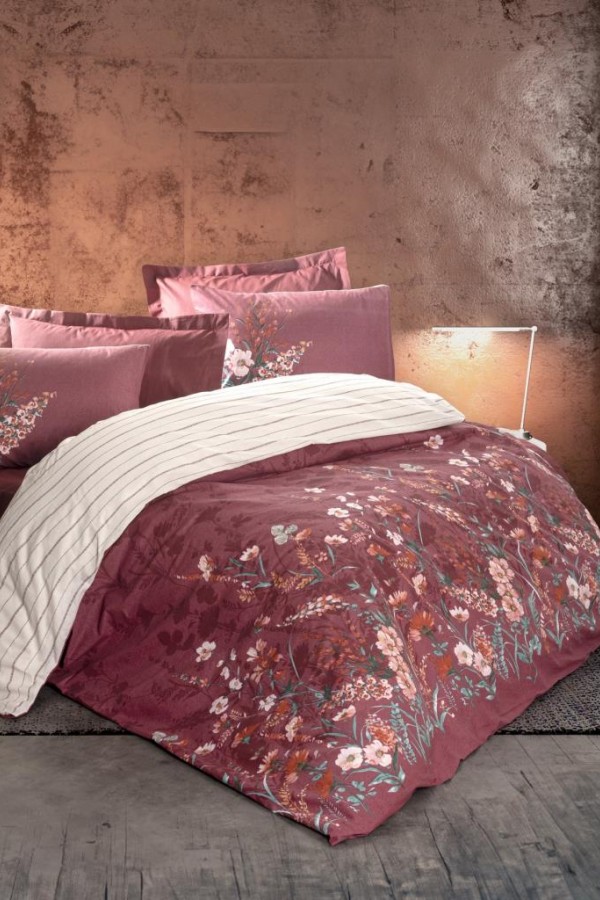 Cotton Box Tek Kişilik Feminen Nevresim Takımı Vina Bordo Cotton Box Tek Kişilik Feminen Nevresim Takımı Vina Bordo