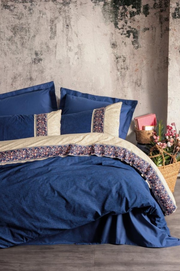 Cotton Box Tek Kişilik Folk Art Nevresim Takımı Rayen Lacivert Cotton Box Tek Kişilik Folk Art Nevresim Takımı Rayen Lacivert