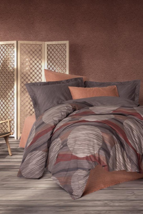 Cotton Box Tek Kişilik Modern Nevresim Takımı Fluss Tarçın