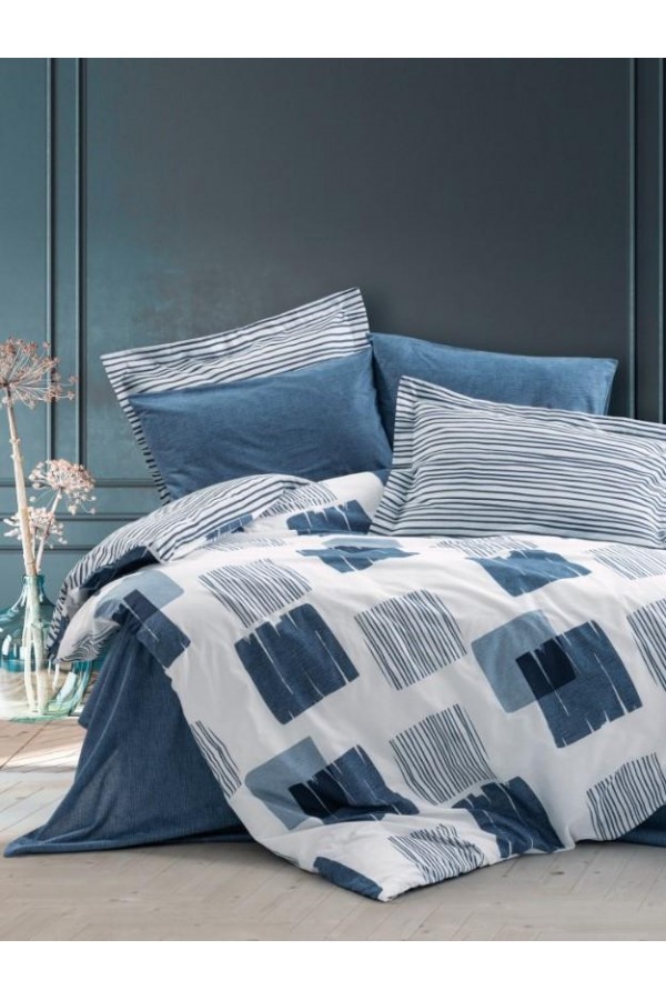 Cotton Box Tek Kişilik Modern Nevresim Takımı Solito İndigo Cotton Box Tek Kişilik Modern Nevresim Takımı Solito İndigo