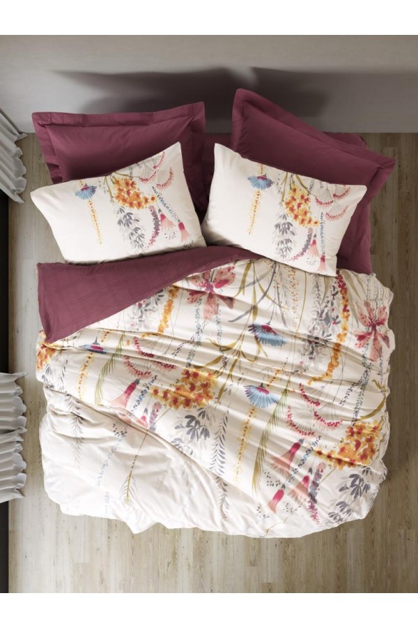 Cotton Box Tek Kişilik Nevresim Takımı Flos Bordo 8680108078631 Cotton Box Tek Kişilik Nevresim Takımı Flos Bordo 8680108078631