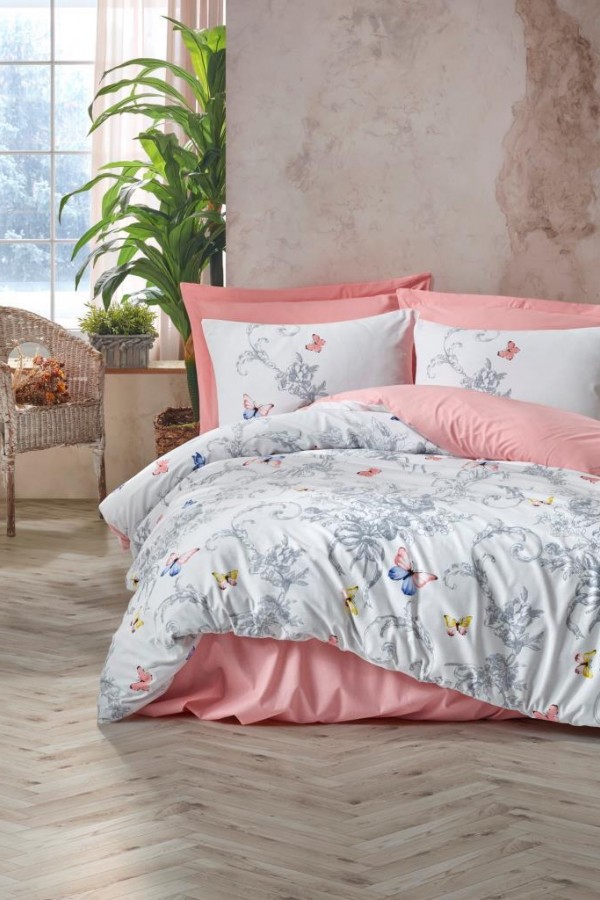 Cotton Box Tek Kişilik Nevresim Takımı Cathi Somon Cotton Box Tek Kişilik Nevresim Takımı Cathi Somon