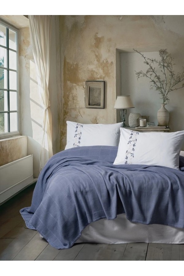 Cotton Box Tek Kişilik Pike Takımı Spin Cora İndigo Cotton Box Tek Kişilik Pike Takımı Spin Cora İndigo