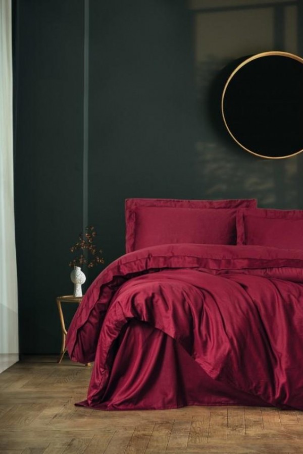 Cotton Box Tek Kişilik Saten Nevresim Takımı Elegante Bordo Cotton Box Tek Kişilik Saten Nevresim Takımı Elegante Bordo