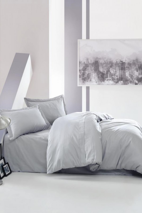 Cotton Box Tek Kişilik Saten Nevresim Takımı Elegante Gri