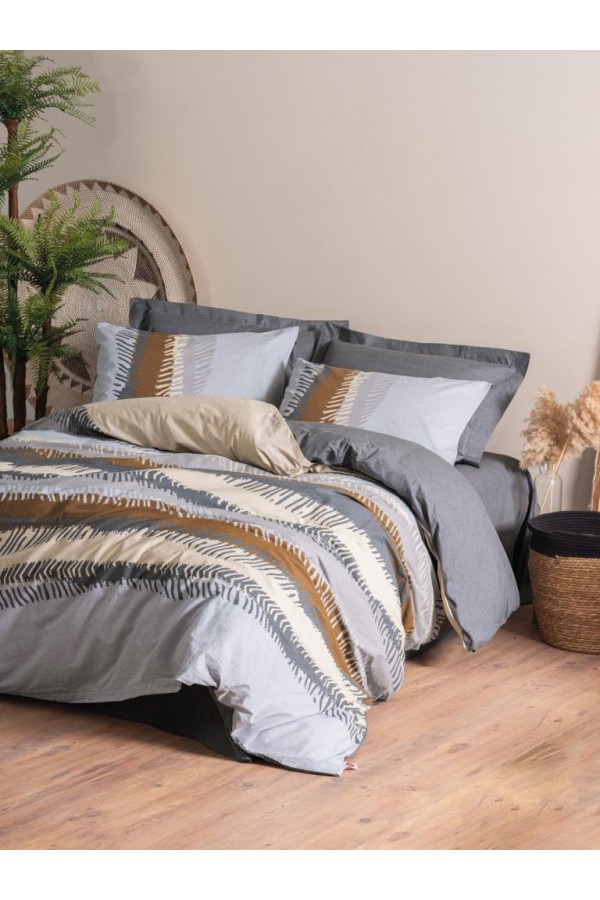 Cotton Box Toprak Çift Kişilik Nevresim Takımı Asel Antrasit