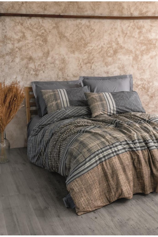 Cotton Box Toprak Timbre Antrasit Tek Kişilik Nevresim Takımı