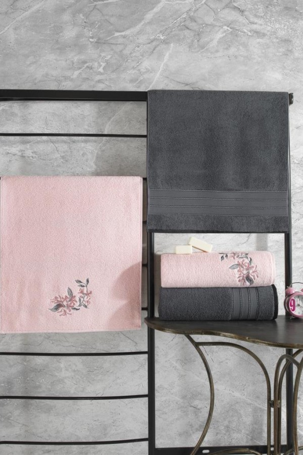Cotton Box Colorful %100 Pamuk Hamam Havlu Seti Antrasit Pembe