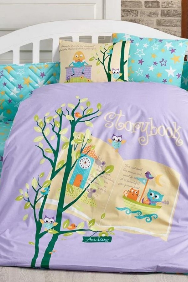 Hobby Dream Clock Lila Poplin Bebek Nevresim Takımı