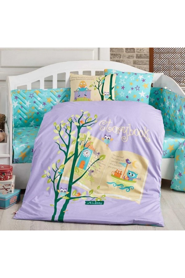 Hobby Dream Clock Lila Poplin Bebek Nevresim Takımı