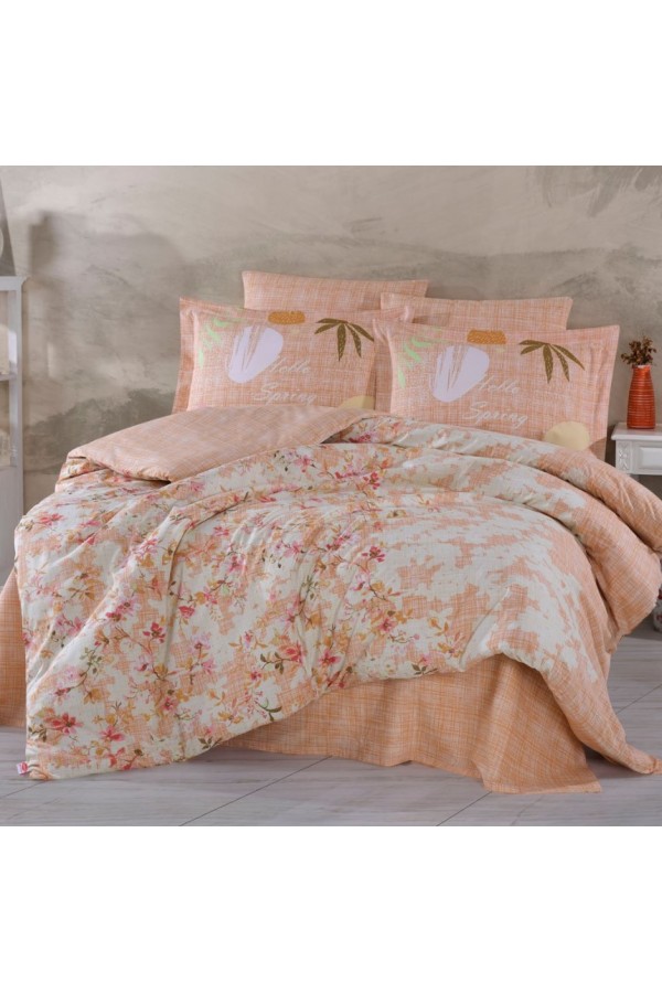 Hobby Çift Kişilik Poplin Nevresim Lily Somon