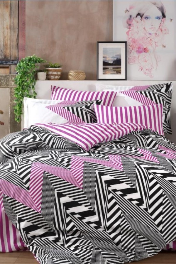Hobby Çift Kişilik Poplin Nevresim Daniela Siyah Hobby Çift Kişilik Poplin Nevresim Daniela Siyah