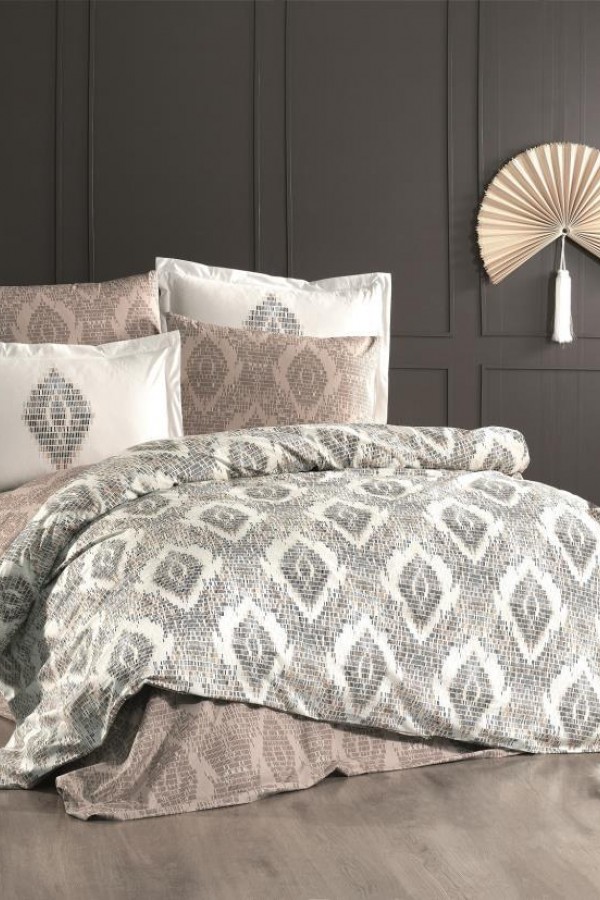 Hobby Çift Kişilik Poplin Nevresim Retro Kahve