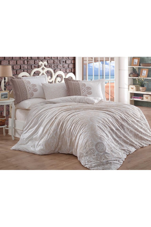 Hobby Çift Kişilik Poplin Nevresim İrene Bej