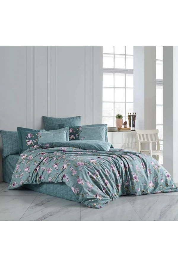 Hobby Çift Kişilik Poplin Nevresim Takımı Benita Yeşil Hobby Çift Kişilik Poplin Nevresim Takımı Benita Yeşil