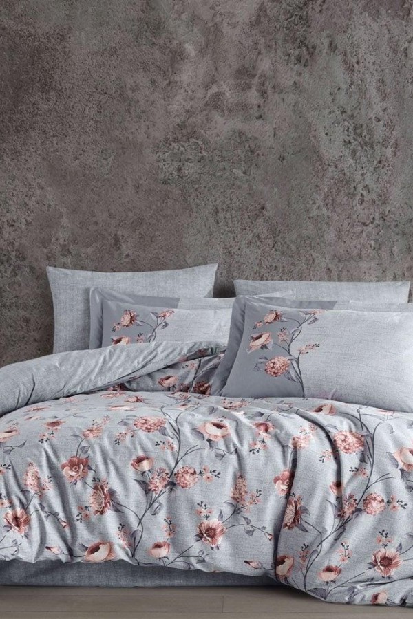Hobby Çift Kişilik Poplin Nevresim Takımı Benita Gri