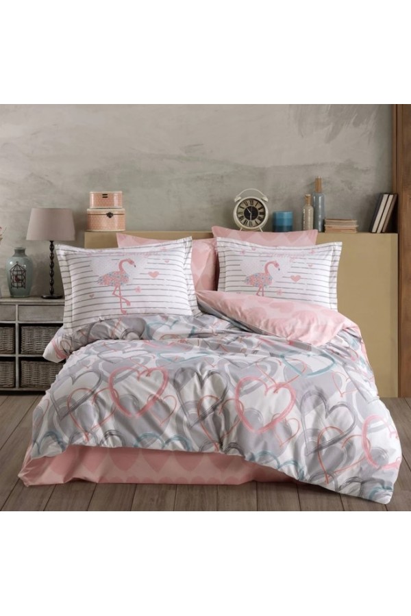 Hobby Çift Kişilik Poplin Nevresim Diana Gri