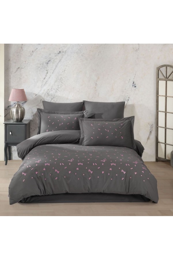 Hobby Çift Kişilik Poplin Premium Nakışlı Nevresim Spring Gri Hobby Çift Kişilik Poplin Premium Nakışlı Nevresim Spring Gri