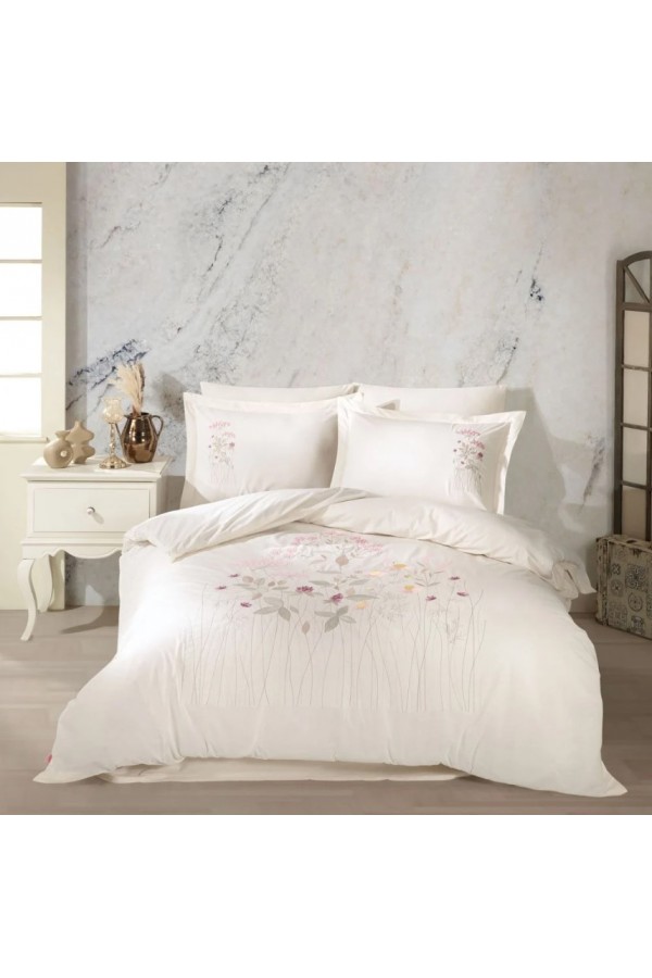 Hobby Çift Kişilik Poplin Premium Nakışlı Nevresim Emilia Krem Hobby Çift Kişilik Poplin Premium Nakışlı Nevresim Emilia Krem
