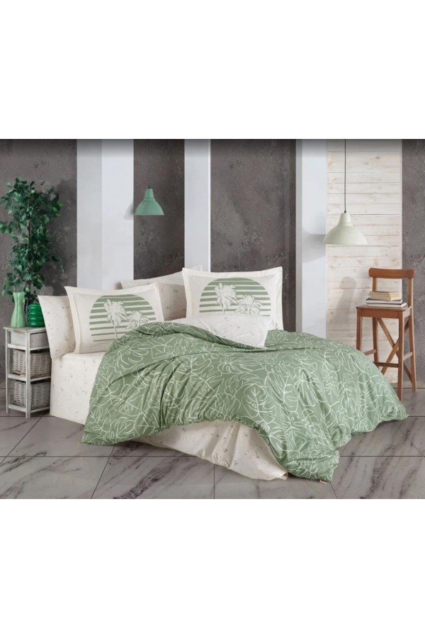 Hobby Çift Kişilik Ranforce Nevresim Takımı Eva Yeşil