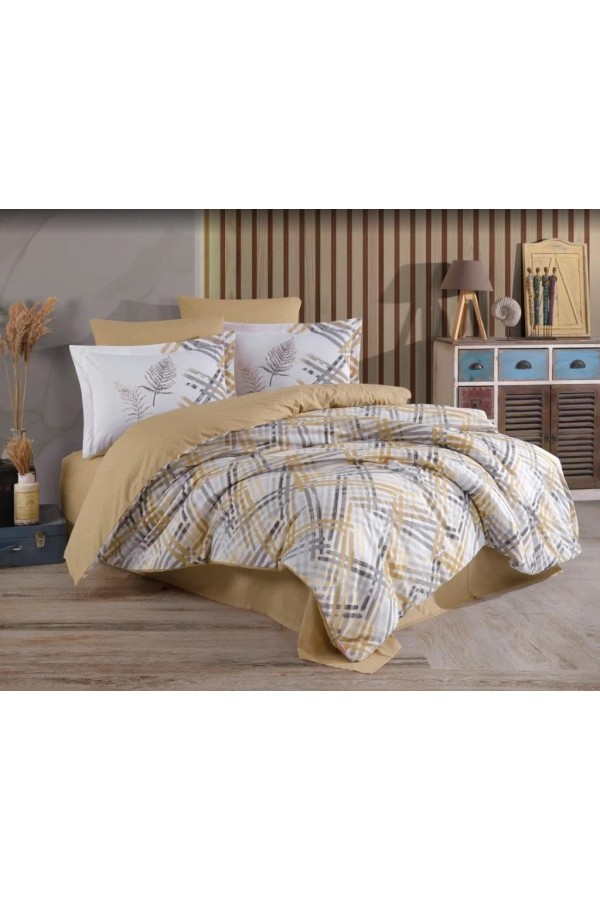 Hobby Çift Kişilik Ranforce Nevresim Takımı Irma Bej