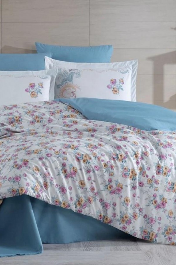 Hobby Çift Kişilik Ranforce Nevresim Takımı Gloria Mavi