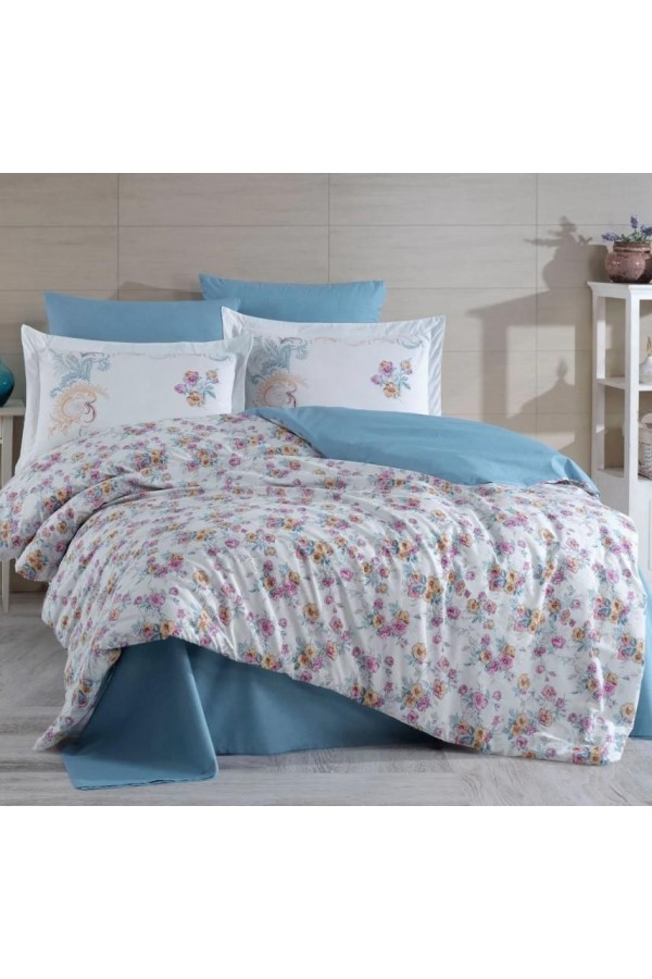 Hobby Çift Kişilik Ranforce Nevresim Takımı Gloria Mavi