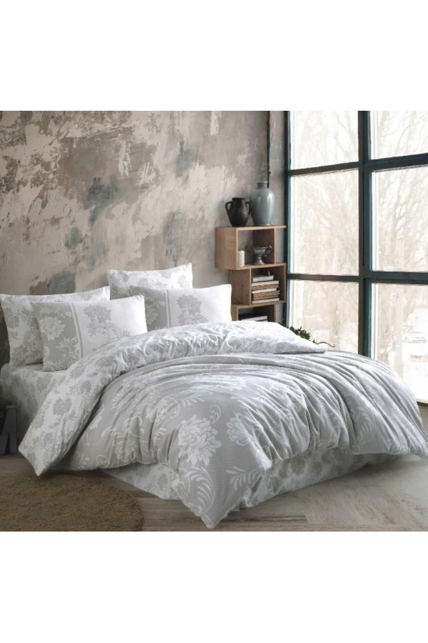 Hobby Çift Kişilik Ranforce Nevresim Takımı Jardin Silver