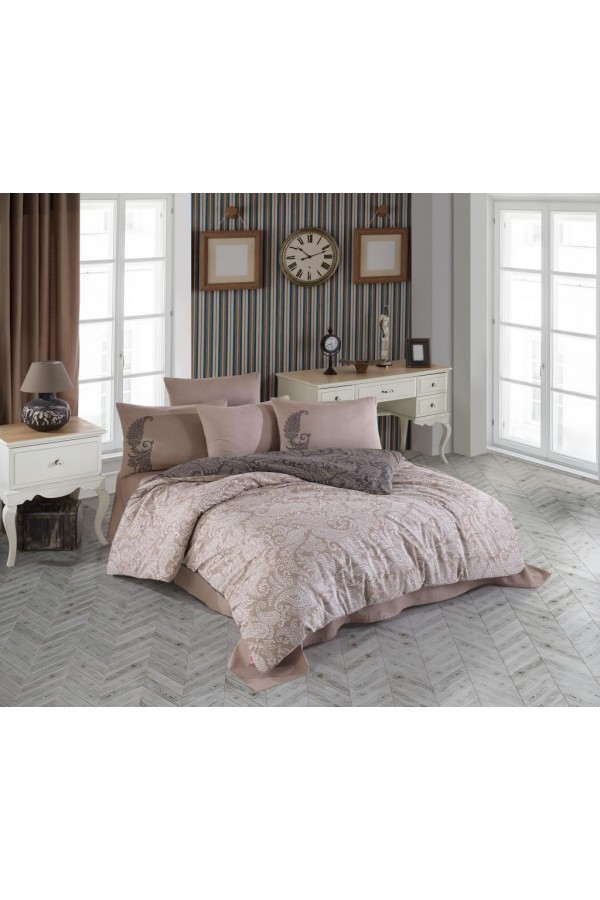 Hobby Çift Kişilik Ranforce Nevresim Takımı Leona Bej