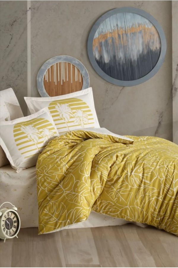 Hobby Çift Kişilik Ranforce Nevresim Takımı Eva Hardal