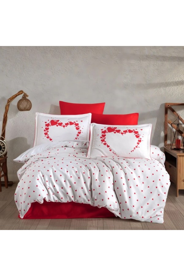 Hobby Çift Kişilik Saten Nevresim Amore Beyaz Hobby Çift Kişilik Saten Nevresim Amore Beyaz