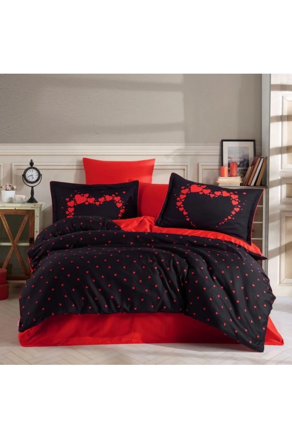 Hobby Çift Kişilik Saten Nevresim Amore Siyah Hobby Çift Kişilik Saten Nevresim Amore Siyah