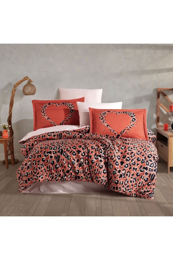 Hobby Çift Kişilik Saten Nevresim Aura Koral Hobby Çift Kişilik Saten Nevresim Aura Koral