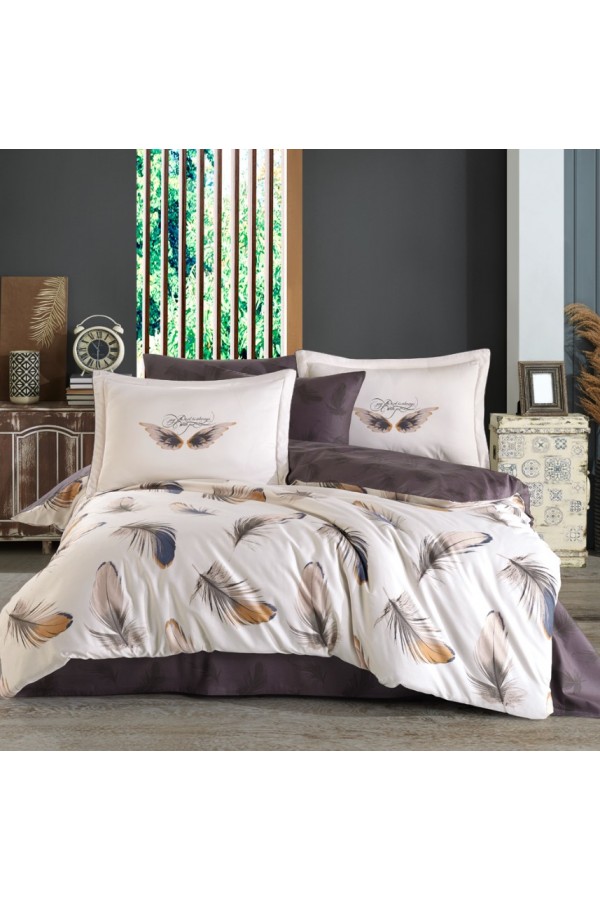 Hobby Çift Kişilik Saten Nevresim Paradise Krem