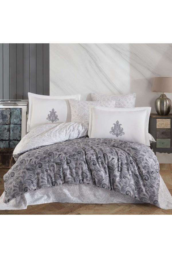 Hobby Çift Kişilik Saten Nevresim Mirabel Gri