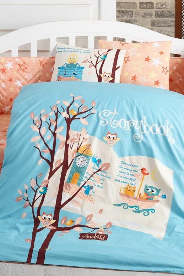 Hobby Dream Clock Mavi Poplin Bebek Nevresim Takımı