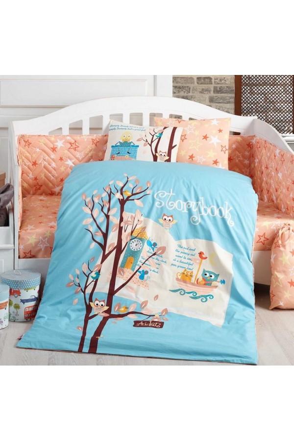 Hobby Dream Clock Mavi Poplin Bebek Nevresim Takımı