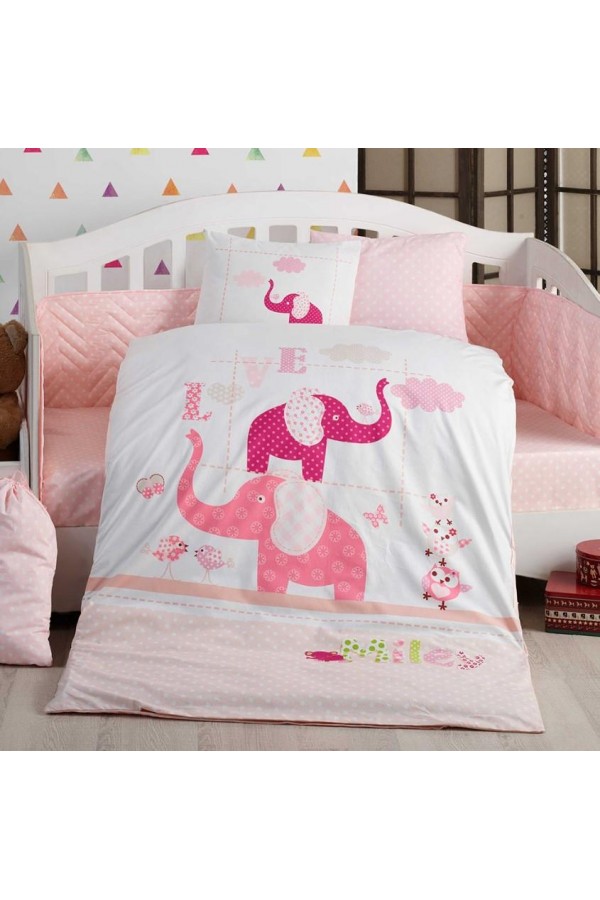 Hobby Pretty Pembe Poplin Bebek Nevresim Takımı