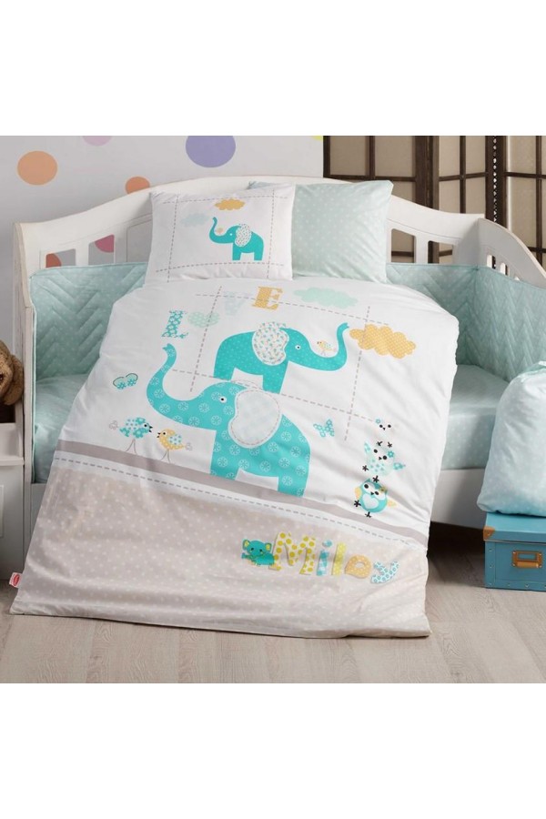 Hobby Pretty Turkuaz Poplin Bebek Nevresim Takımı