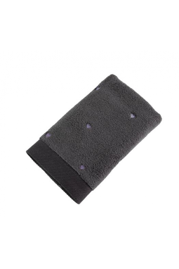 Hobby Lubow Love Koyu Gri Lila Nakışlı 50x90 6'lı Havlu Seti