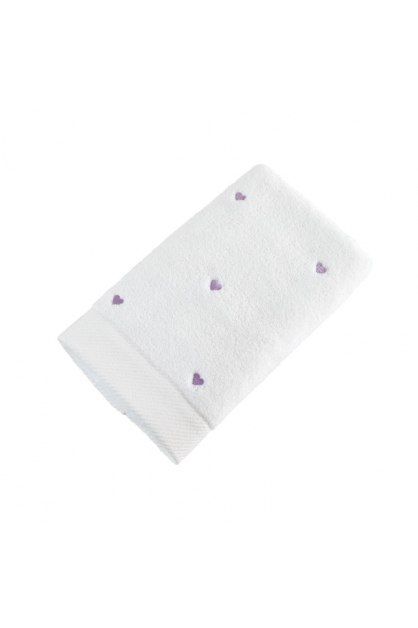 Hobby Lubow Love Beyaz Lila Nakışlı 50x90 6'lı Havlu Seti