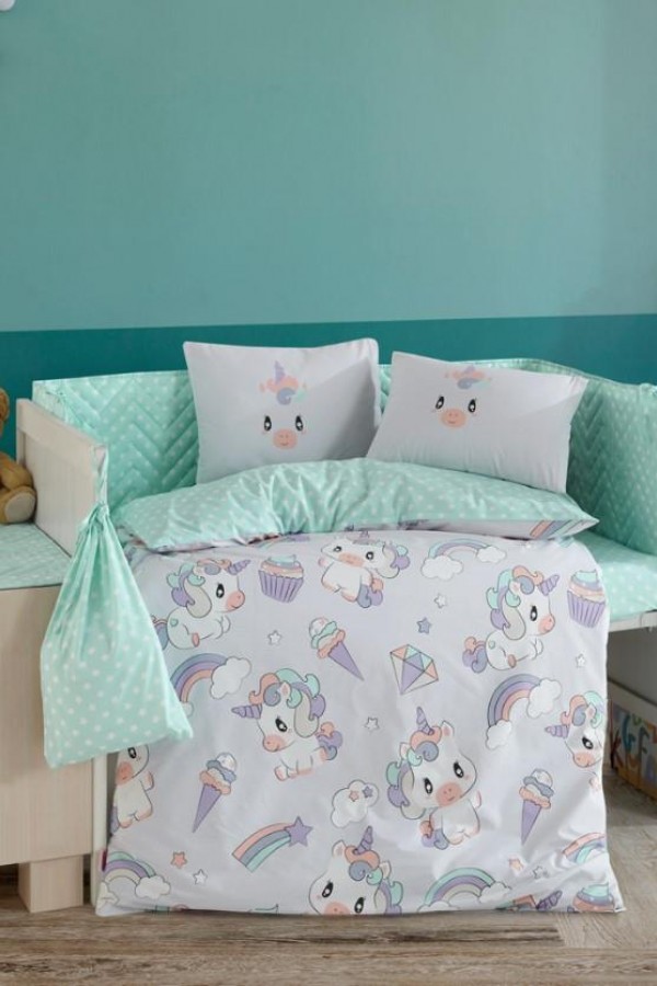 Hobby Mila Gri Poplin Bebek Nevresim Takımı