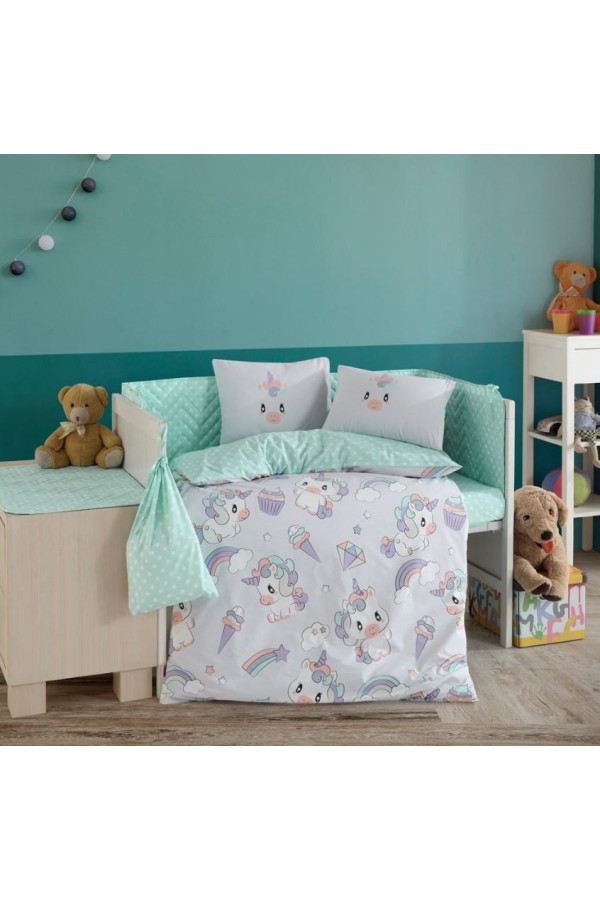 Hobby Mila Gri Poplin Bebek Nevresim Takımı