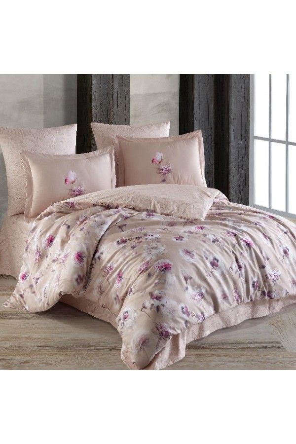 Hobby Premium Deluxe 300TC Çift Kişilik Saten Nevresim Takımı Mira Krem