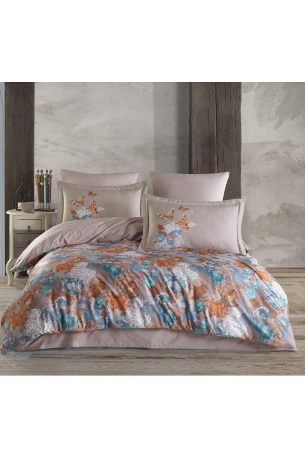 Hobby Premium Deluxe 300TC Çift Kişilik Saten Nevresim Takımı Dolce Vita Bej