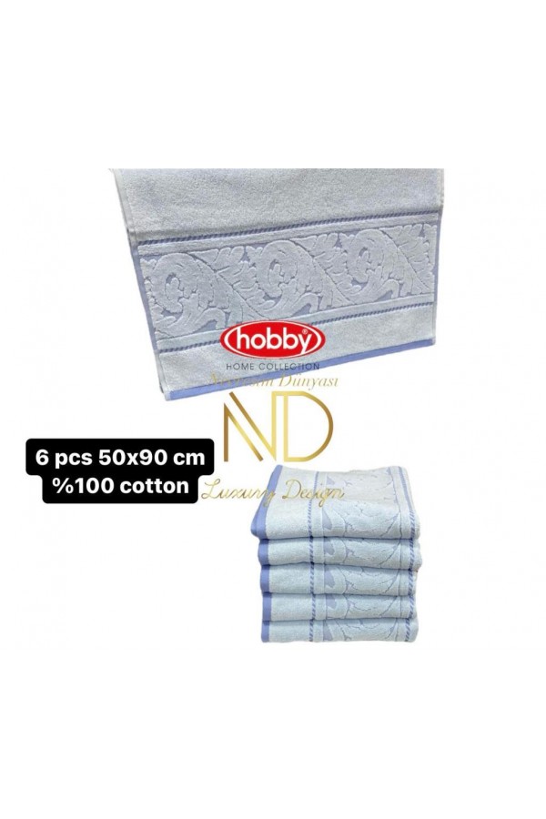 Hobby Sultan Mavi 50x90 6'lı Havlu Seti