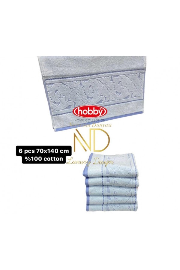 Hobby Sultan Mavi 70x140 6'lı Havlu Seti