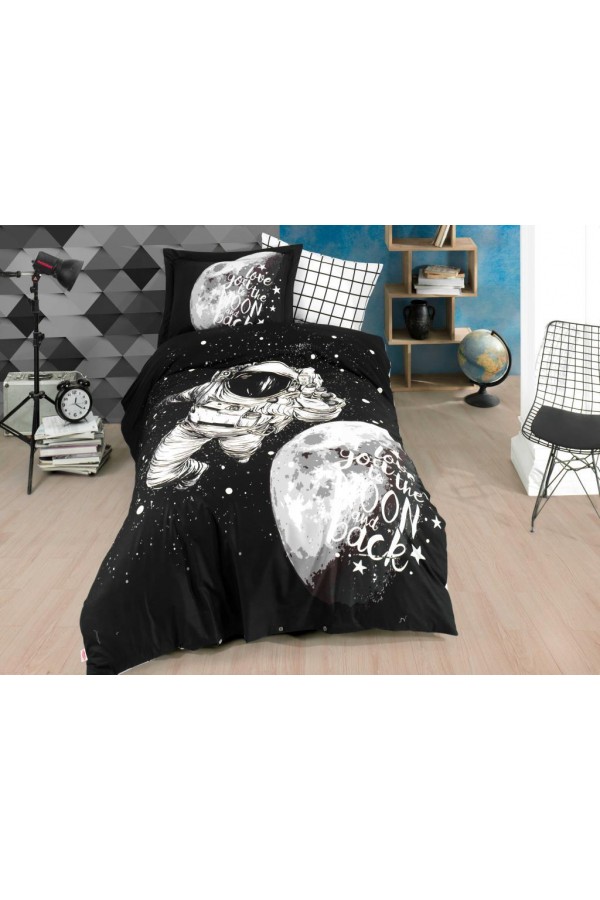 Hobby Tek Kişilik Poplin Nevresim Takımı Galaxy Siyah